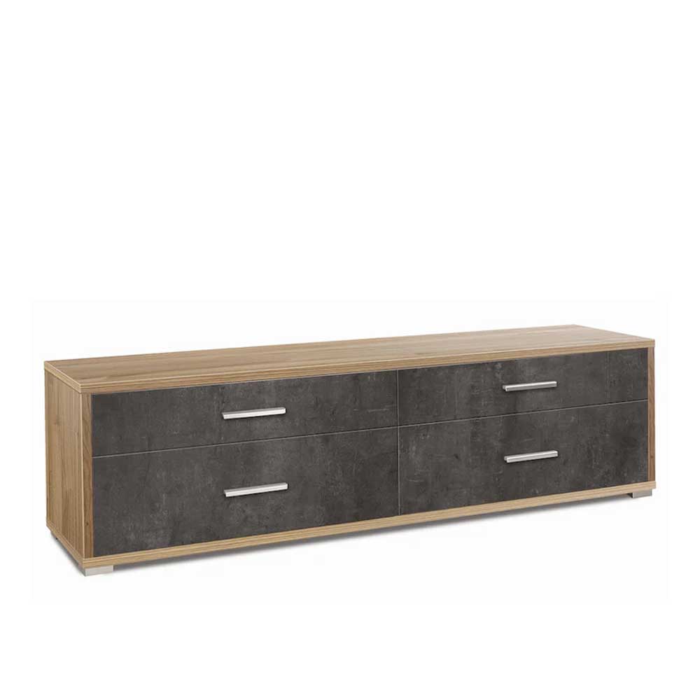 Mobile Basso da Soggiorno con 4 cassetti finitura Struttura Noce Stelvio / Finitura Frontale Ossido Nero by Sarmog by CeramicStore | Lo specialista del tuo bagno