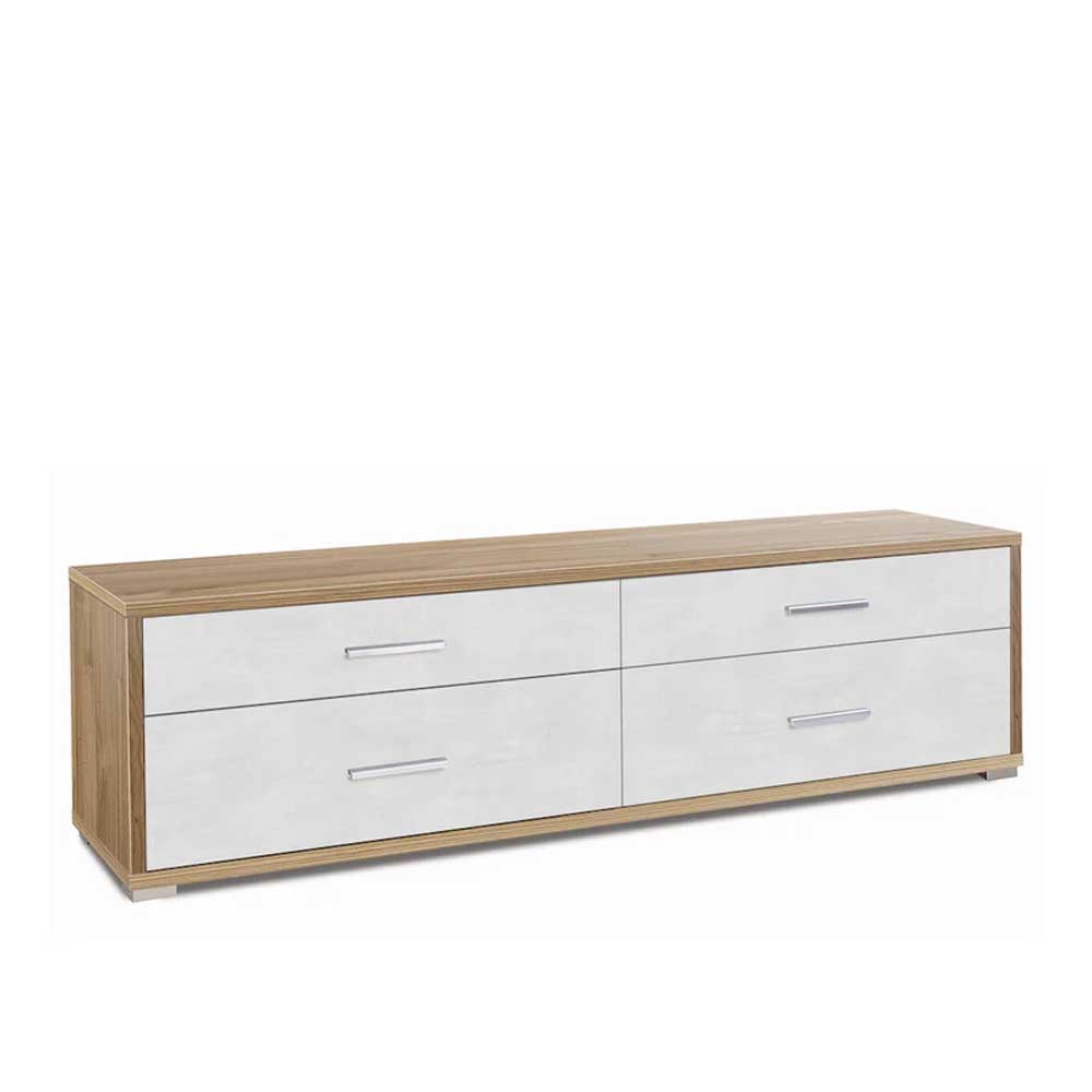 Mobile Basso da Soggiorno con 4 cassetti finitura Struttura Noce Stelvio / Finitura Frontale Ossido Bianco by Sarmog by CeramicStore | Lo specialista del tuo bagno