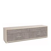 Mobile Basso da Soggiorno con 4 cassetti finitura Struttura Ossido Bianco / Finitura Frontale Cemento by Sarmog by CeramicStore | Lo specialista del tuo bagno
