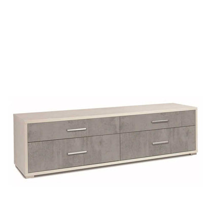 Mobile Basso da Soggiorno con 4 cassetti finitura Struttura Ossido Bianco / Finitura Frontale Cemento by Sarmog by CeramicStore | Lo specialista del tuo bagno