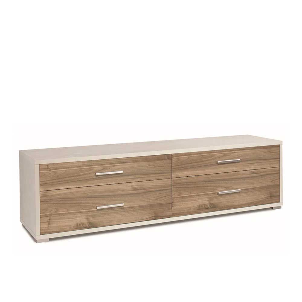 Mobile Basso da Soggiorno con 4 cassetti finitura Struttura Ossido Bianco / Finitura Frontale Noce Stelvio by Sarmog by CeramicStore | Lo specialista del tuo bagno