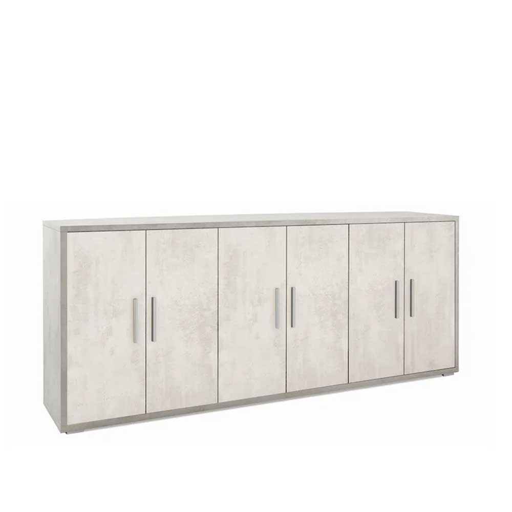 Mobile Basso da Soggiorno con 6 Ante finitura Struttura Cemento / Finitura Frontale Ossido Bianco by Sarmog by CeramicStore | Lo specialista del tuo bagno