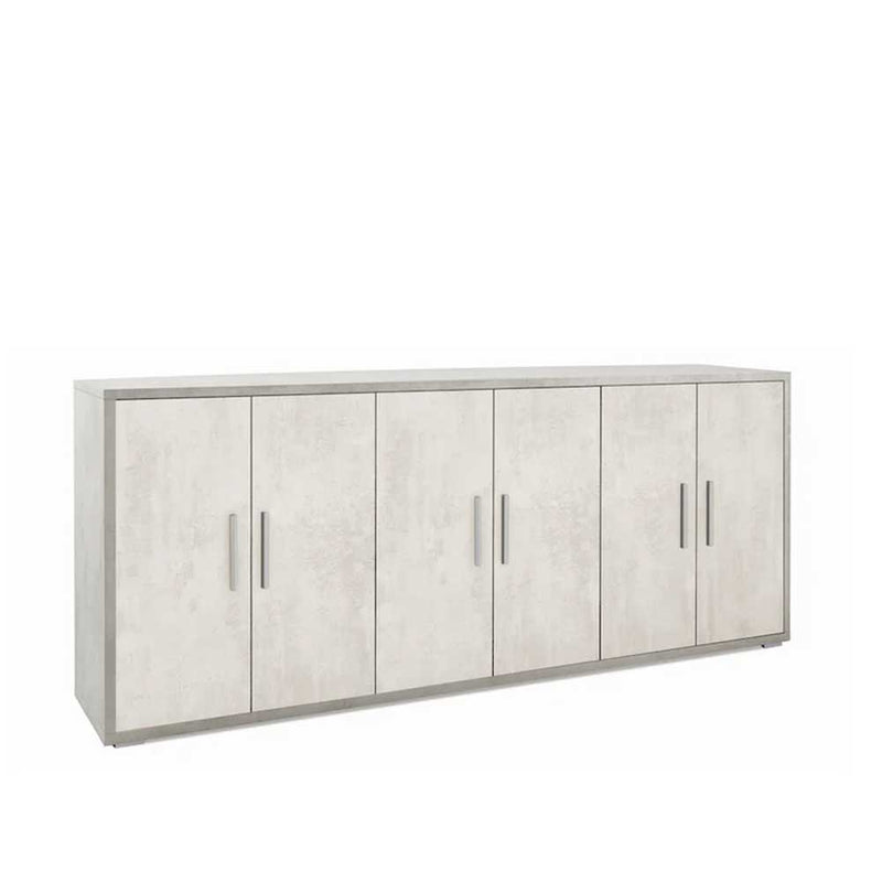 Mobile Basso da Soggiorno con 6 Ante finitura Struttura Cemento / Finitura Frontale Ossido Bianco by Sarmog by CeramicStore | Lo specialista del tuo bagno