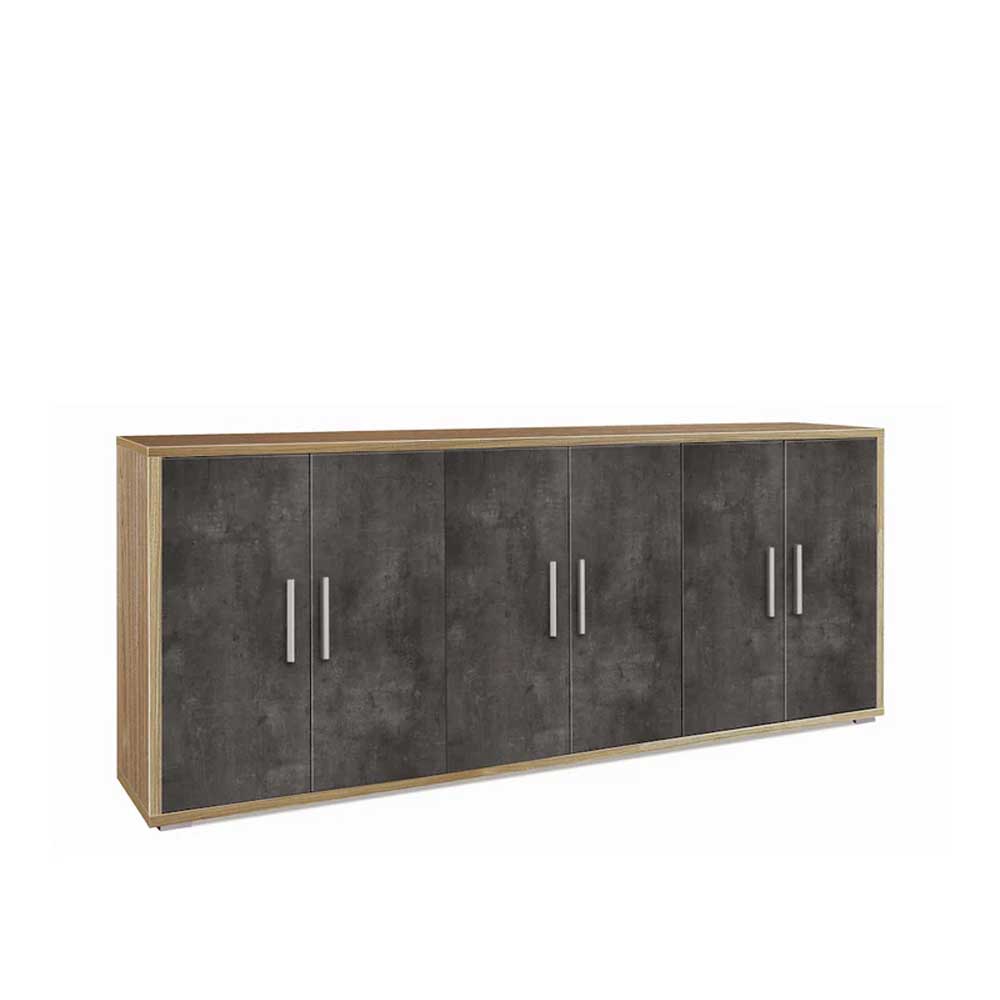 Mobile Basso da Soggiorno con 6 Ante finitura Struttura Noce Stelvio / Finitura Frontale Ossido Nero by Sarmog by CeramicStore | Lo specialista del tuo bagno