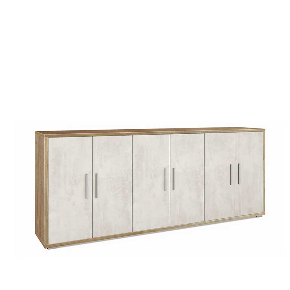 Mobile Basso da Soggiorno con 6 Ante finitura Struttura Noce Stelvio / Finitura Frontale Ossido Bianco by Sarmog by CeramicStore | Lo specialista del tuo bagno