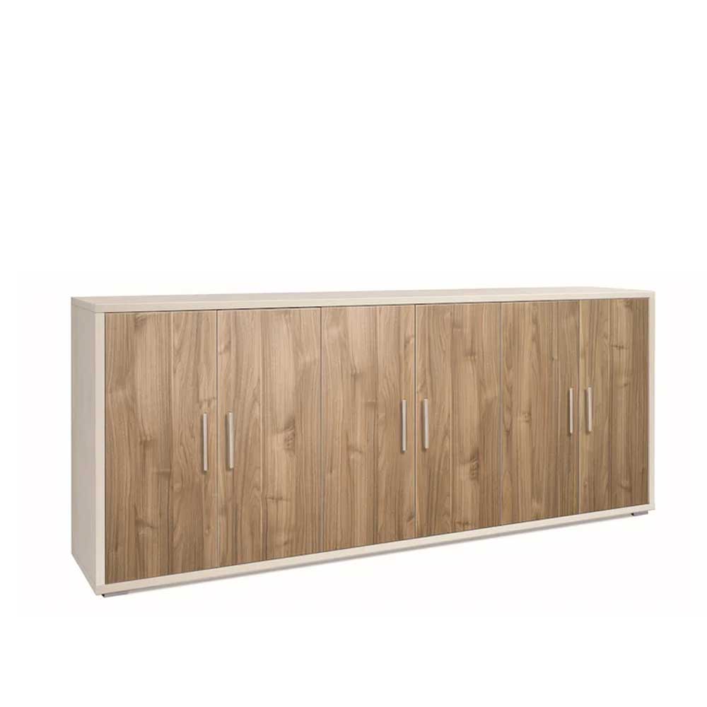 Mobile Basso da Soggiorno con 6 Ante finitura Struttura Ossido Bianco / Finitura Frontale Noce Stelvio by Sarmog by CeramicStore | Lo specialista del tuo bagno