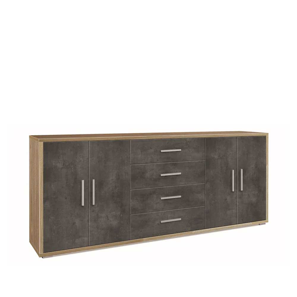 Mobile Basso da Soggiorno con 4 Ante e 4 Cassetti finitura Struttura Noce Stelvio / Finitura Frontale Ossido Nero by Sarmog by CeramicStore | Lo specialista del tuo bagno