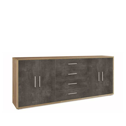 Mobile Basso da Soggiorno con 4 Ante e 4 Cassetti finitura Struttura Noce Stelvio / Finitura Frontale Ossido Nero by Sarmog by CeramicStore | Lo specialista del tuo bagno