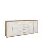 Mobile Basso da Soggiorno con 4 Ante e 4 Cassetti finitura Struttura Noce Stelvio / Finitura Frontale Ossido Bianco by Sarmog by CeramicStore | Lo specialista del tuo bagno