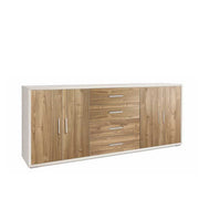 Mobile Basso da Soggiorno con 4 Ante e 4 Cassetti finitura Struttura Ossido Bianco / Finitura Frontale Noce Stelvio by Sarmog by CeramicStore | Lo specialista del tuo bagno
