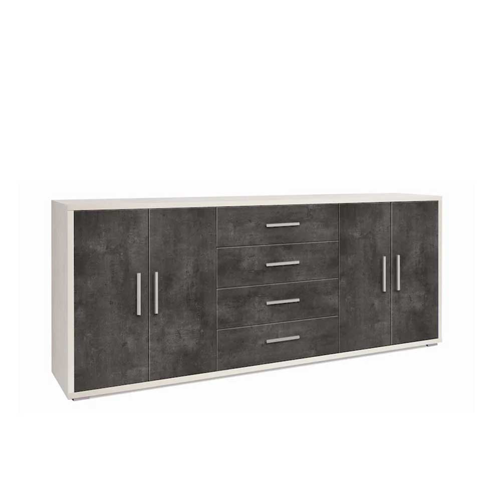 Mobile Basso da Soggiorno con 4 Ante e 4 Cassetti finitura Struttura Ossido Bianco / Finitura Frontale Ossido Nero by Sarmog by CeramicStore | Lo specialista del tuo bagno