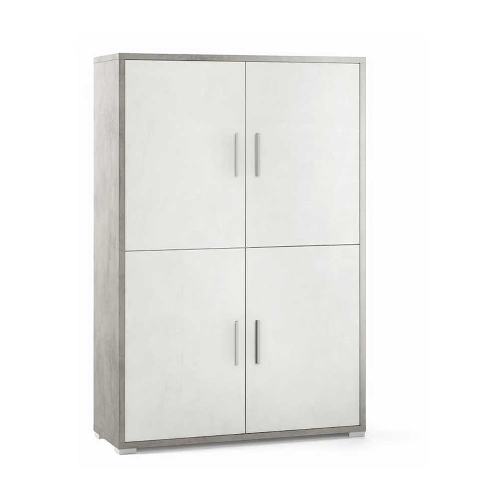 Mobile Armadio a 4 Ante e 4 ripiani finitura Struttura Cemento / Finitura Frontale Ossido Bianco by Sarmog by CeramicStore | Lo specialista del tuo bagno