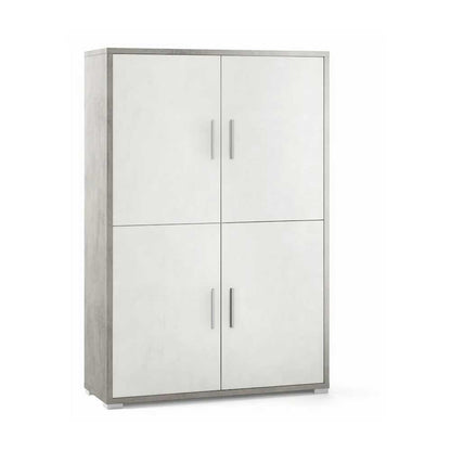 Mobile Armadio a 4 Ante e 4 ripiani finitura Struttura Cemento / Finitura Frontale Ossido Bianco by Sarmog by CeramicStore | Lo specialista del tuo bagno