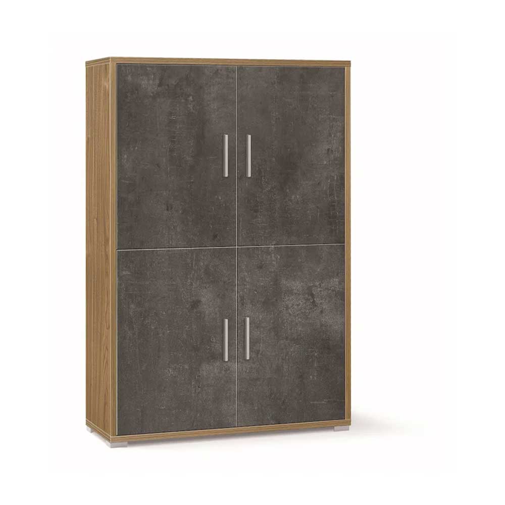 Mobile Armadio a 4 Ante e 4 ripiani finitura Struttura Noce Stelvio / Finitura Frontale Ossido Nero by Sarmog by CeramicStore | Lo specialista del tuo bagno