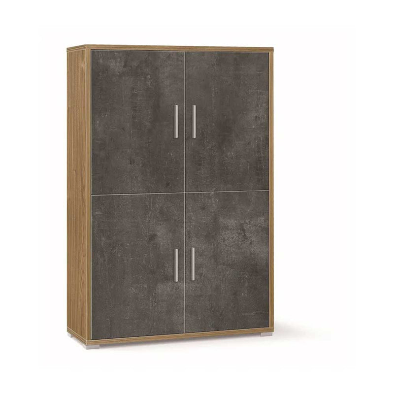Mobile Armadio a 4 Ante e 4 ripiani finitura Struttura Noce Stelvio / Finitura Frontale Ossido Nero by Sarmog by CeramicStore | Lo specialista del tuo bagno