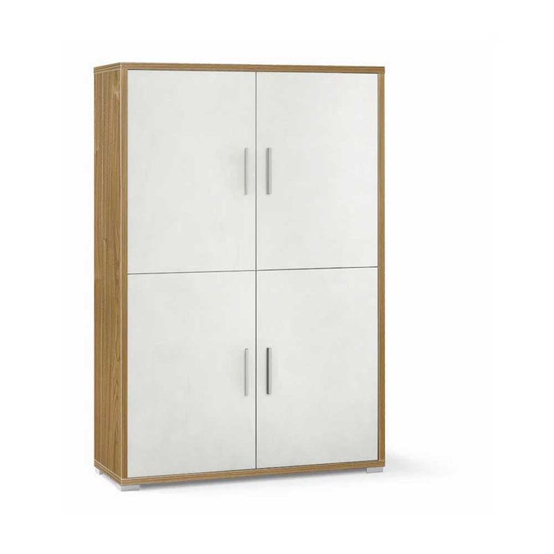 Mobile Armadio a 4 Ante e 4 ripiani finitura Struttura Noce Stelvio / Finitura Frontale Ossido Bianco by Sarmog by CeramicStore | Lo specialista del tuo bagno