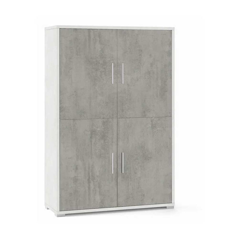 Mobile Armadio a 4 Ante e 4 ripiani finitura Struttura Ossido Bianco / Finitura Frontale Cemento by Sarmog by CeramicStore | Lo specialista del tuo bagno