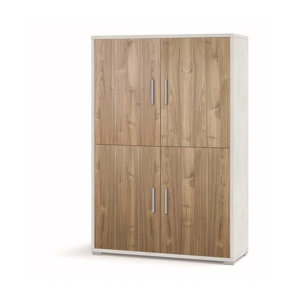 Mobile Armadio a 4 Ante e 4 ripiani finitura Struttura Ossido Bianco / Finitura Frontale Noce Stelvio by Sarmog by CeramicStore | Lo specialista del tuo bagno