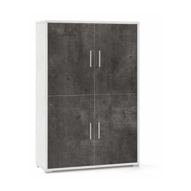 Mobile Armadio a 4 Ante e 4 ripiani finitura Struttura Ossido Bianco / Finitura Frontale Ossido Nero by Sarmog by CeramicStore | Lo specialista del tuo bagno