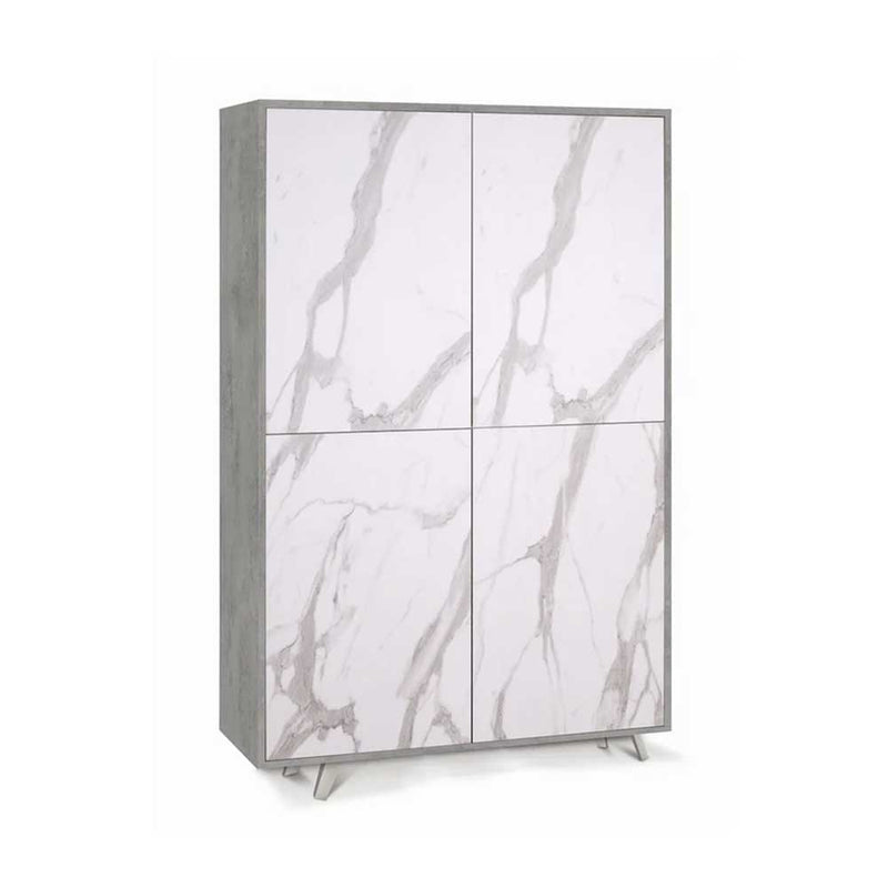 Mobile Armadio a 4 Ante Push-Pull e 4 ripiani finitura Struttura Cemento / Finitura Frontale Marmo Calacatta by Sarmog by CeramicStore | Lo specialista del tuo bagno