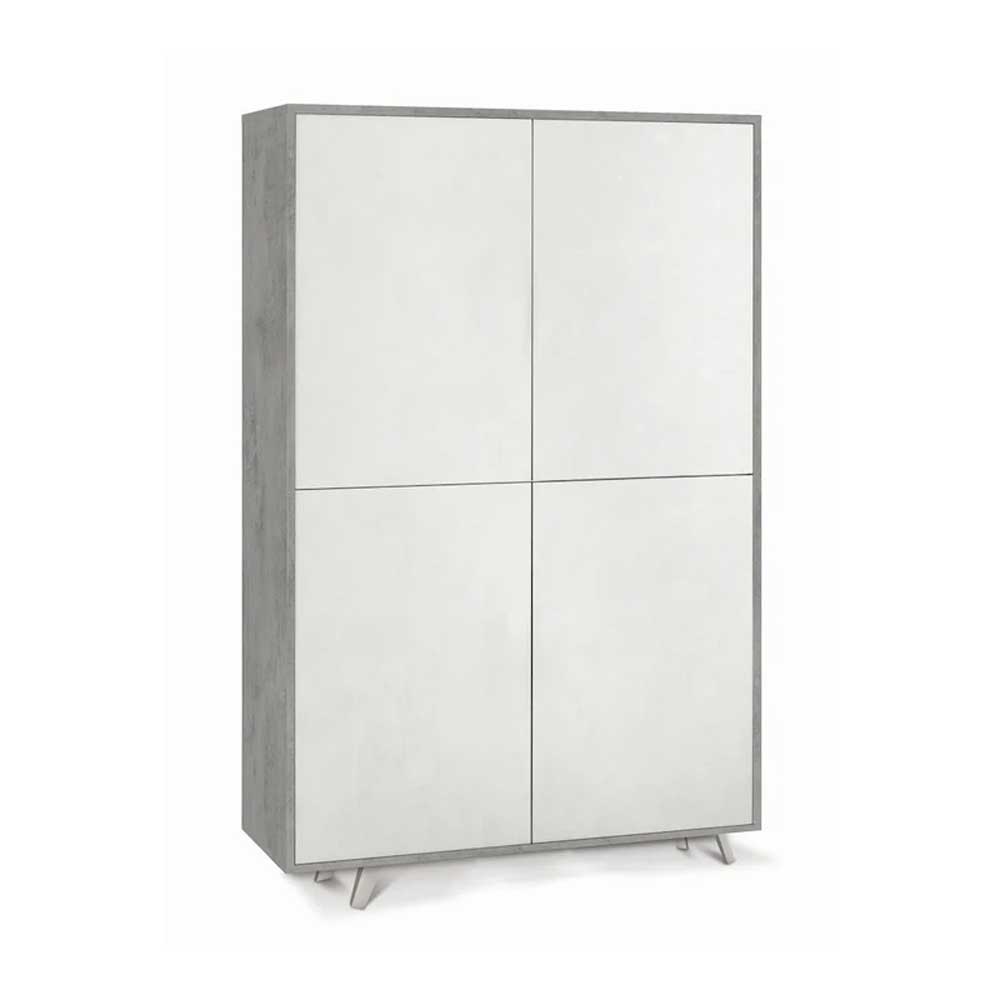 aMobile Armadio a 4 Ante Push-Pull e 4 ripiani finitura Struttura Cemento / Finitura Frontale Ossido Bianco by Sarmog by CeramicStore | Lo specialista del tuo bagno