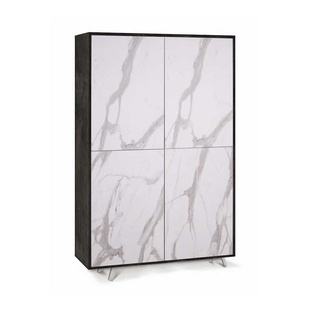 Mobile Armadio a 4 Ante Push-Pull e 4 ripiani finitura Struttura Ossido Nero / Finitura Frontale Marmo Calacatta by Sarmog by CeramicStore | Lo specialista del tuo bagno