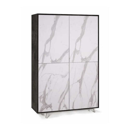 Mobile Armadio a 4 Ante Push-Pull e 4 ripiani finitura Struttura Ossido Nero / Finitura Frontale Marmo Calacatta by Sarmog by CeramicStore | Lo specialista del tuo bagno