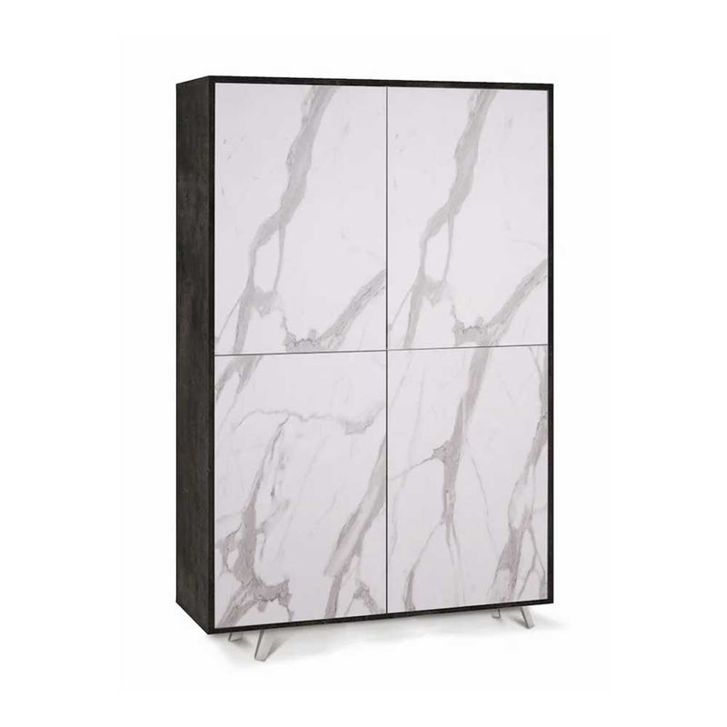 Mobile Armadio a 4 Ante Push-Pull e 4 ripiani finitura Struttura Ossido Nero / Finitura Frontale Marmo Calacatta by Sarmog by CeramicStore | Lo specialista del tuo bagno