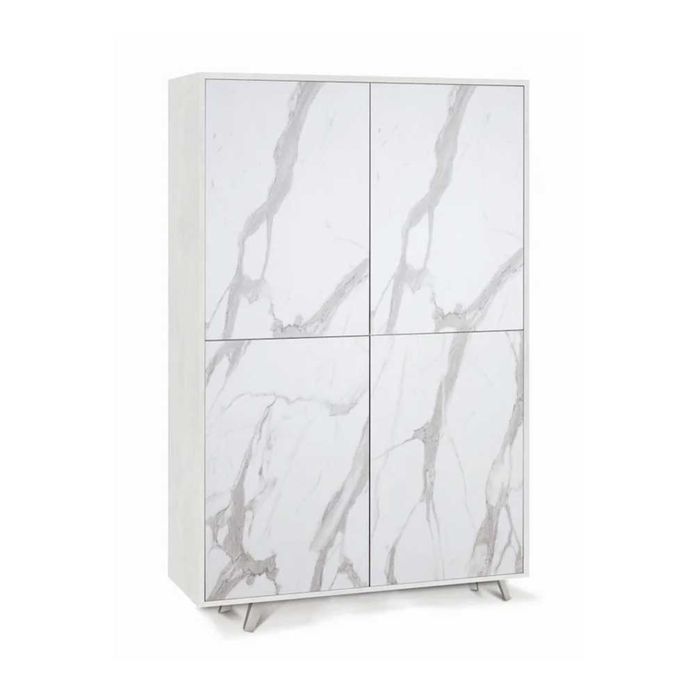 Mobile Armadio a 4 Ante Push-Pull e 4 ripiani finitura Struttura Ossido Bianco / Finitura Frontale Marmo Calacatta by Sarmog by CeramicStore | Lo specialista del tuo bagno