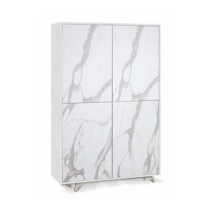 Mobile Armadio a 4 Ante Push-Pull e 4 ripiani finitura Struttura Ossido Bianco / Finitura Frontale Marmo Calacatta by Sarmog by CeramicStore | Lo specialista del tuo bagno