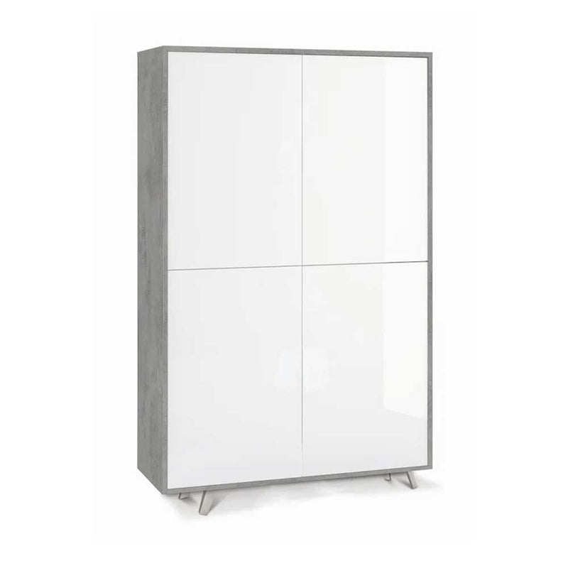 Mobile Armadio a 4 Ante Push-Pull e 4 ripiani finitura Struttura Cemento / Finitura Frontale Bianco Lucido by Sarmog by CeramicStore | Lo specialista del tuo bagno