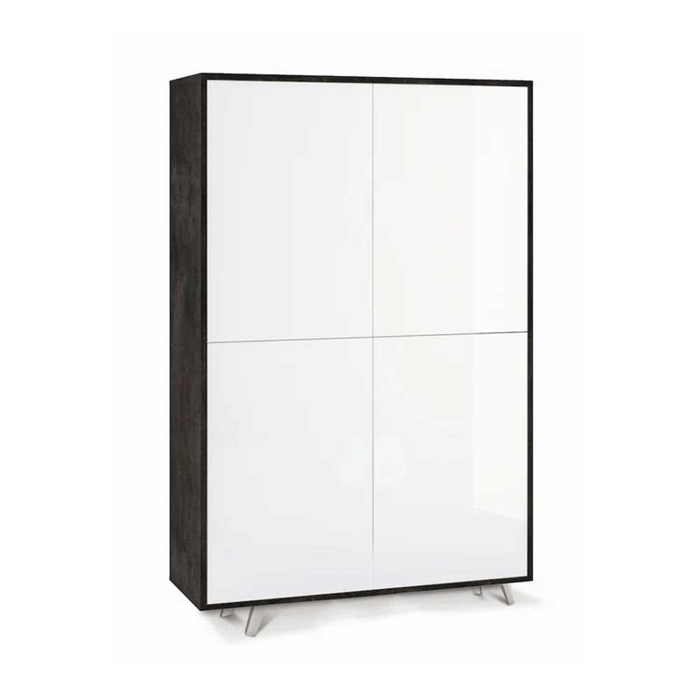 Mobile Armadio a 4 Ante Push-Pull e 4 ripiani finitura Struttura Ossido Nero / Finitura Frontale Bianco Lucido by Sarmog by CeramicStore | Lo specialista del tuo bagno