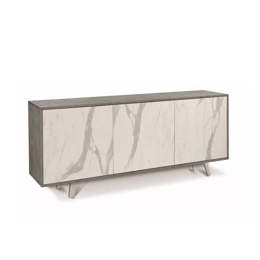 Mobile Madia a 3 Ante Push-Pull finitura Struttura Cemento / Finitura Frontale Marmo Calacatta by Sarmog by CeramicStore | Lo specialista del tuo bagno