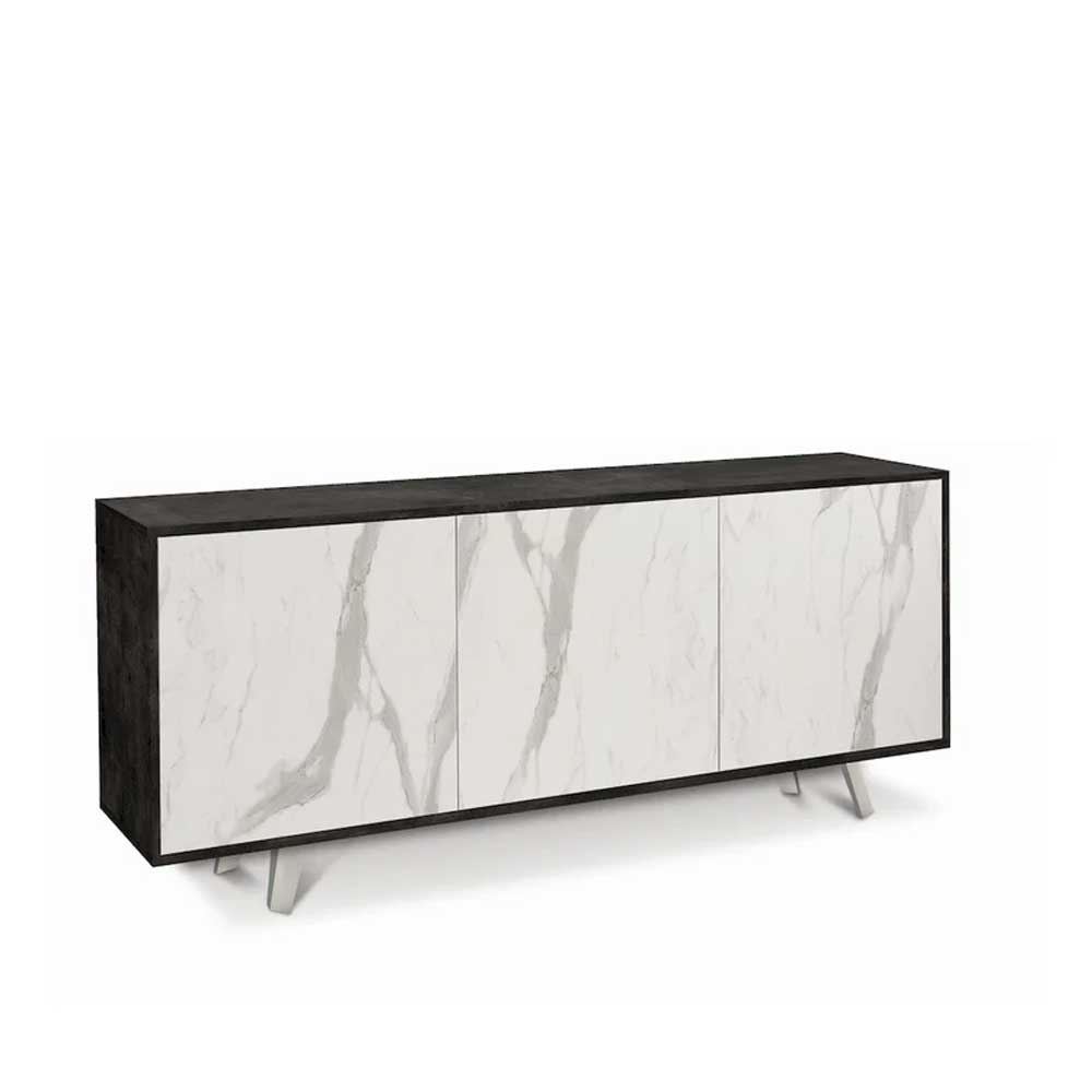 Mobile Madia a 3 Ante Push-Pull finitura Struttura Ossido Nero / Finitura Frontale Marmo Calacatta by Sarmog by CeramicStore | Lo specialista del tuo bagno