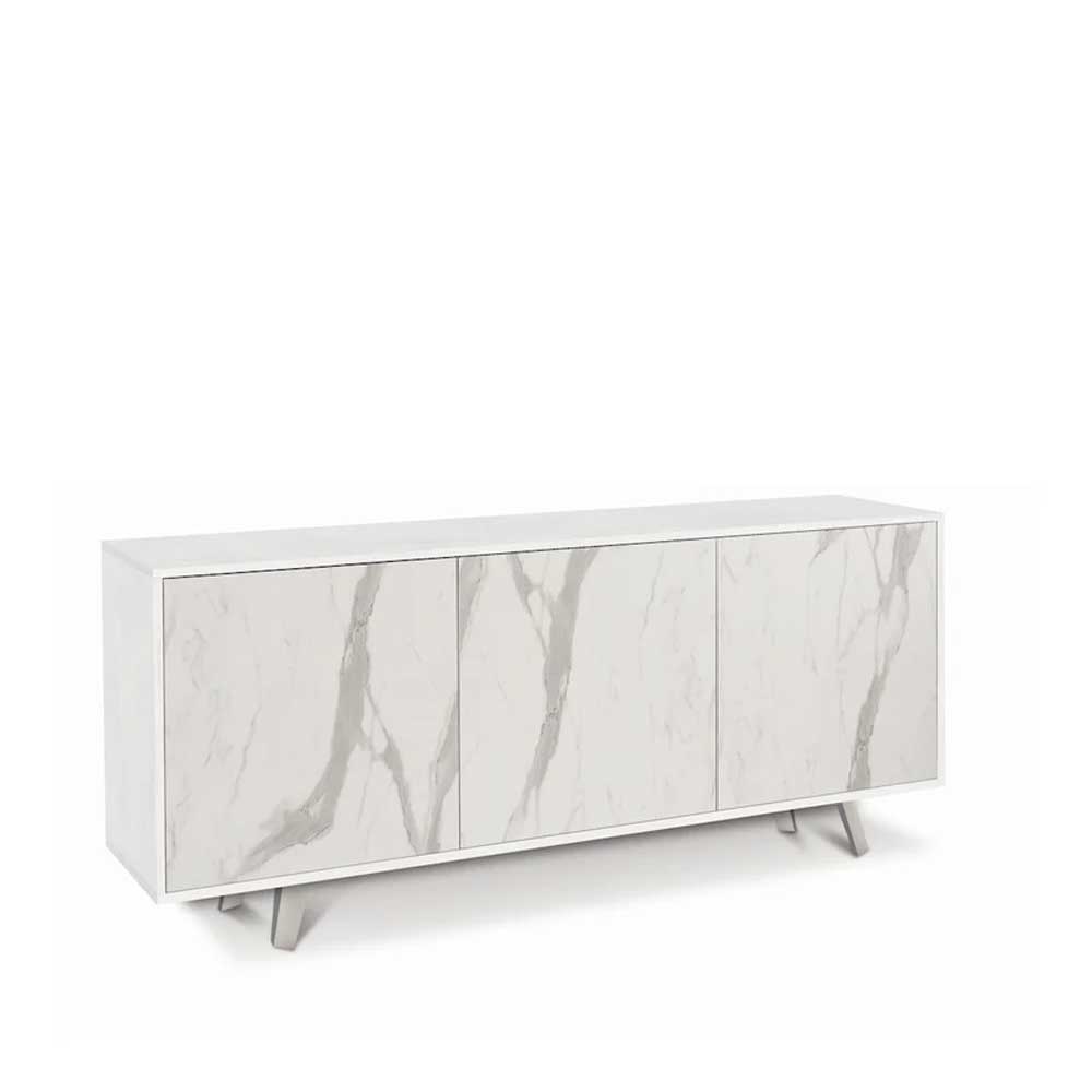 Mobile Madia a 3 Ante Push-Pull finitura Struttura Ossido Bianco / Finitura Frontale Marmo Calacatta by Sarmog by CeramicStore | Lo specialista del tuo bagno