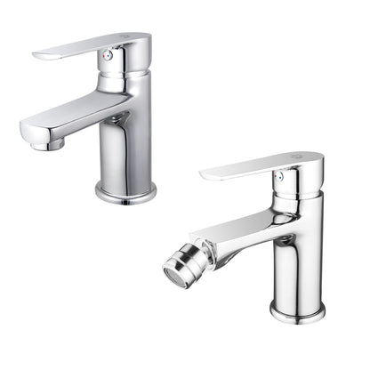 Kit rubinetteria lavabo con piletta di scarico e bidet Mariani serie Margaret - Cromo