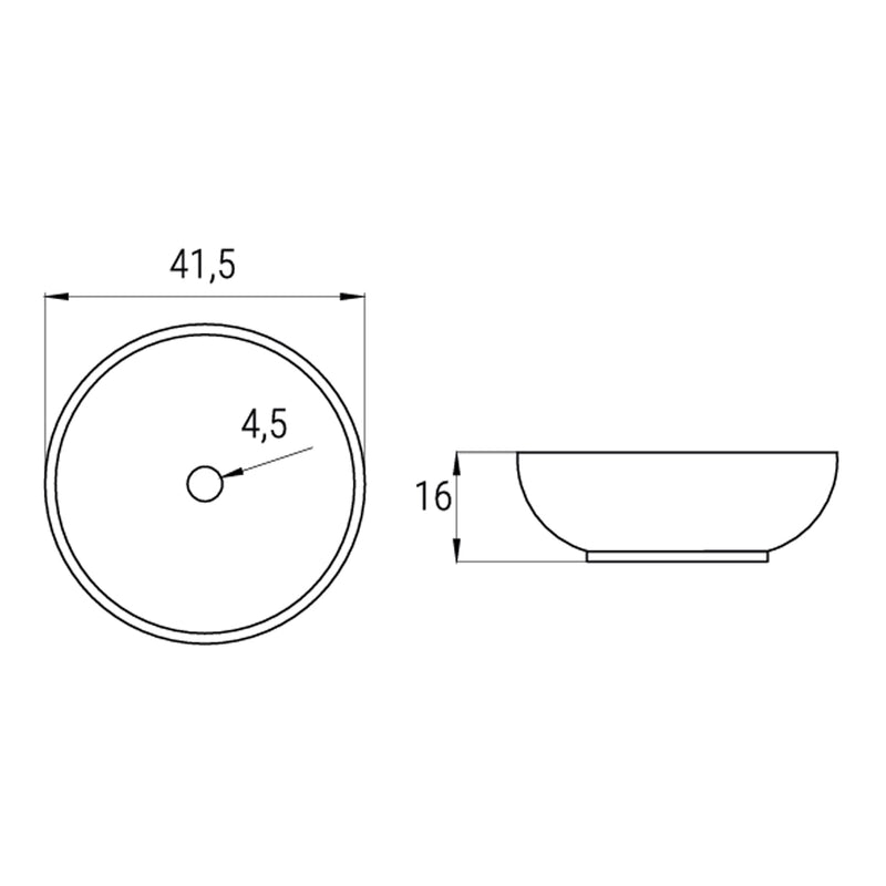 Lavabo da appoggio tondo BathCore serie Viva diametro 41,5 cm senza troppopieno - Nero opaco
