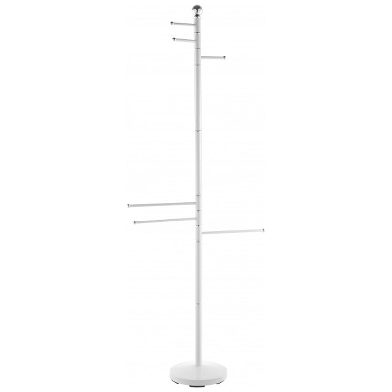Piantana portasciugamani in acciaio bianco con 6 bracci 177 cm