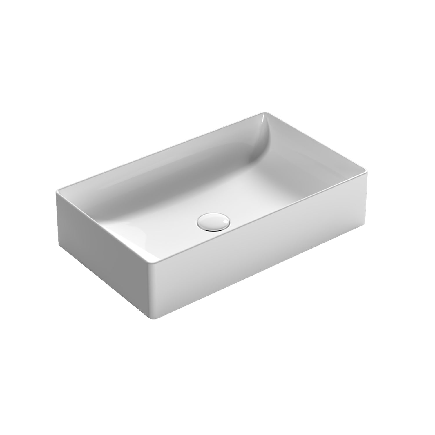 Lavabo da appoggio T-Edge ceramica bianca lucida 61x37 peso 15 kg