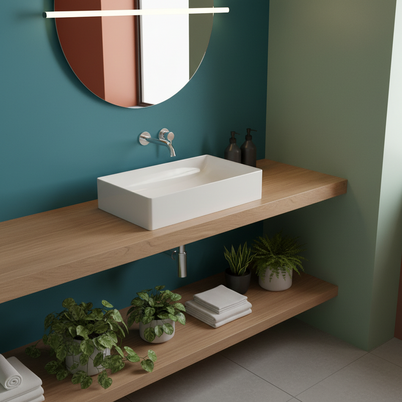 T-Edge countertop sink white glossy ceramic 61x37 weight 15 kg