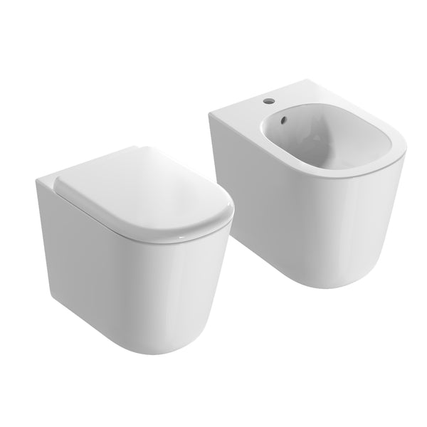 Coppia sanitari a terra filo parete Lalita Ceramica Globo 54x36 cm Bia ...