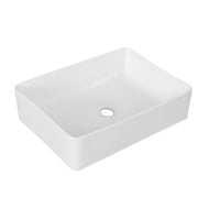 Lavabo d'appoggio rettangolare in ceramica bianca senza troppo pieno cm 40