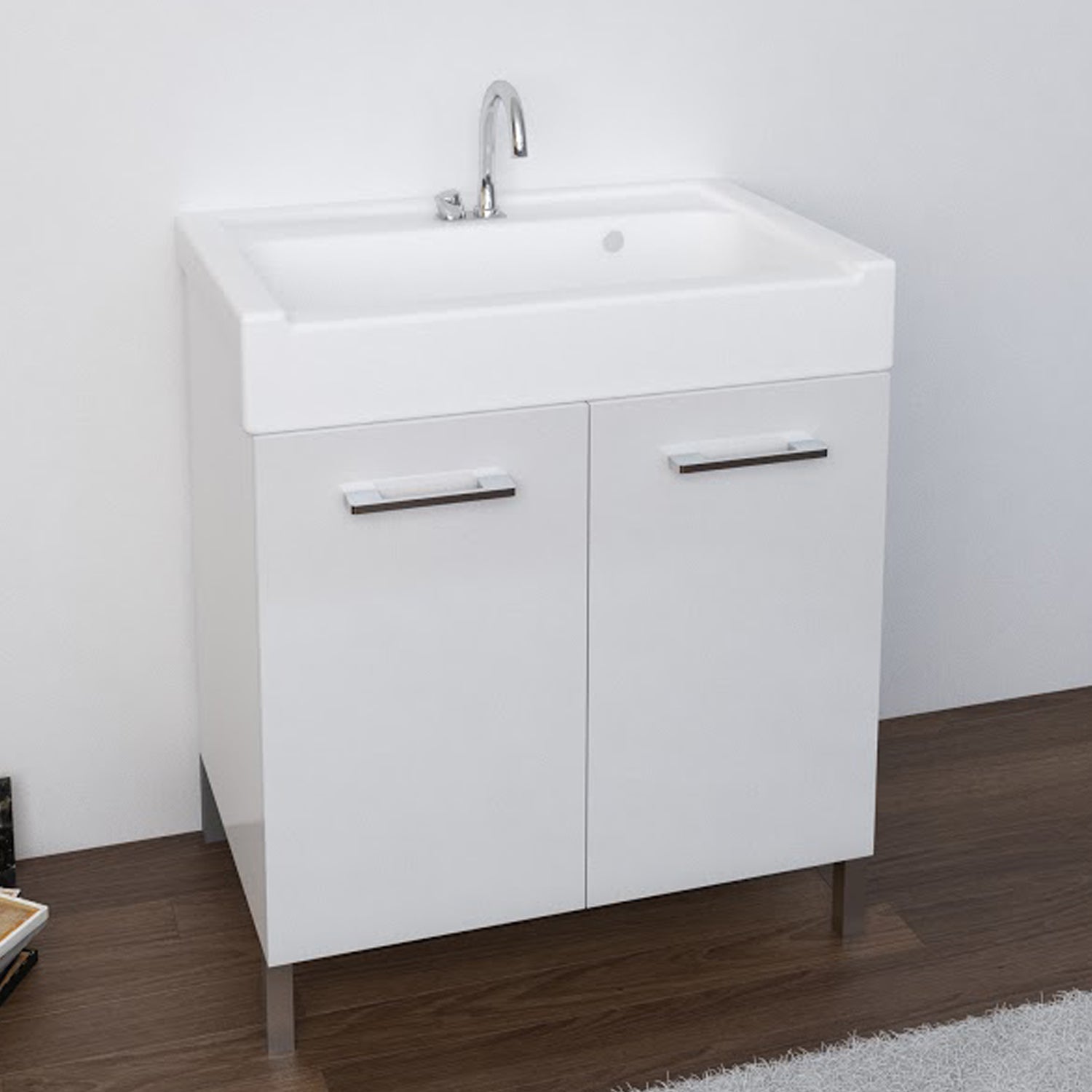 Lavatoio in ceramica con mobile due ante in legno melaminicoLavarredo Xilon cm 60x50 Bianco lucido by CeramicStore | Lo specialista del tuo bagno