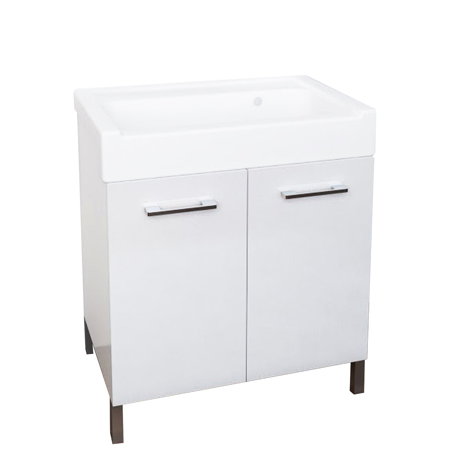 Lavatoio in ceramica con mobile due ante in legno melaminico Lavarredo Xilon cm 75x50 Bianco Lucido by CeramicStore | Lo specialista del tuo bagno