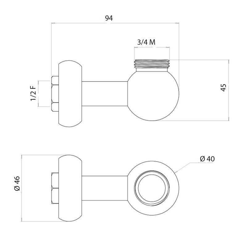Supporto inferiore tondo con presa acqua per colonna doccia cromo by CeramicStore | Lo specialista del tuo bagno
