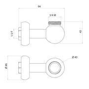 Supporto inferiore tondo con presa acqua per colonna doccia rame by CeramicStore | Lo specialista del tuo bagno