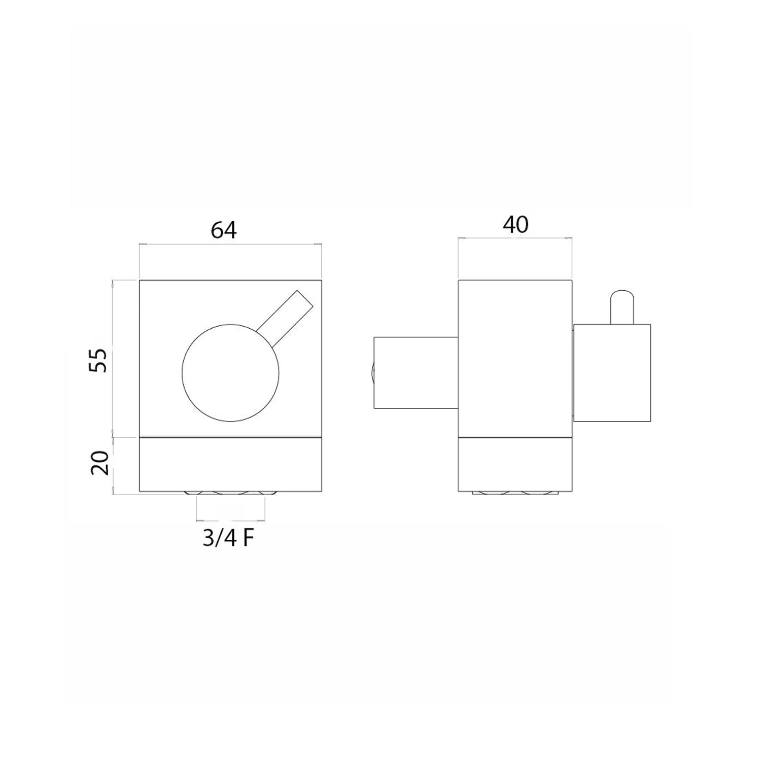Deviatore con attacco 3/4F e 1/2M cromo colonna C51 by CeramicStore | Lo specialista del tuo bagno