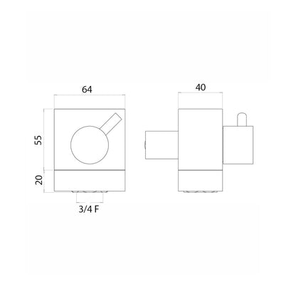 Deviatore con attacco 3/4F e 1/2M cromo colonna C51 by CeramicStore | Lo specialista del tuo bagno