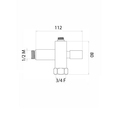 Deviatore con attacco 3/4F e 1/2M cromo colonna C56/57/59 by CeramicStore | Lo specialista del tuo bagno