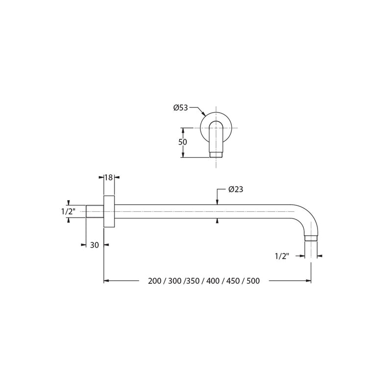 Braccio doccia in acciaio spazzolato 22mm by CeramicStore | Lo specialista del tuo bagno